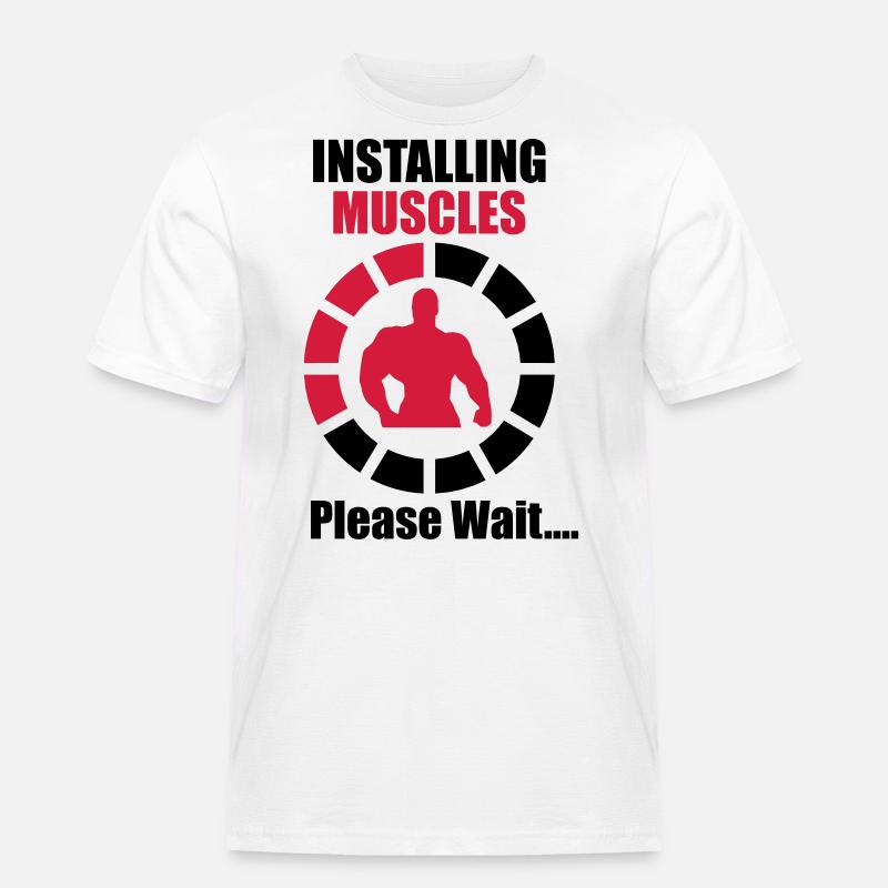 Installing Muscles (Loading) Funny - Männer Workwear T-Shirt - Weiß