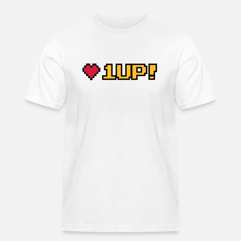 8-Bit 1UP - Männer Workwear T-Shirt - Weiß