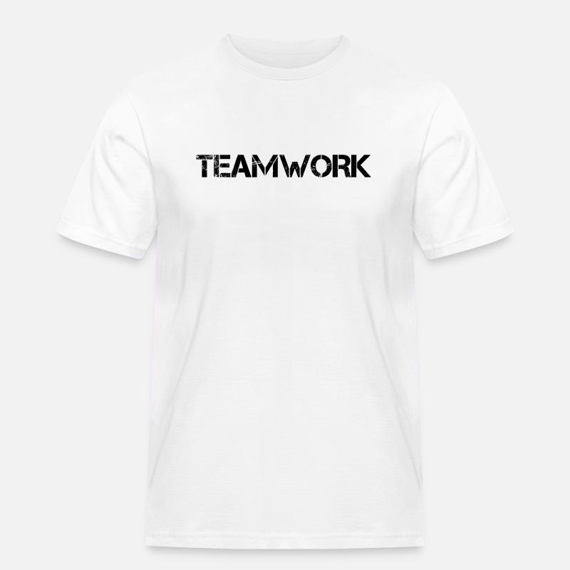 Teamwork Gruppe Teamarbeit - Männer Workwear T-Shirt - Weiß