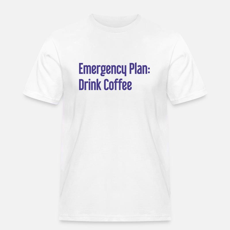Kaffee-Notfallplan - Männer Workwear T-Shirt - Weiß
