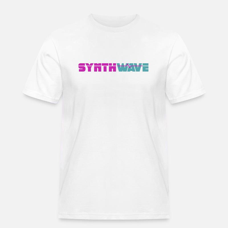 Synthwave - Männer Workwear T-Shirt - Weiß
