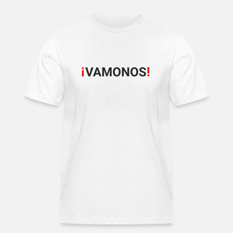 "vamonos" - Männer Workwear T-Shirt - Weiß