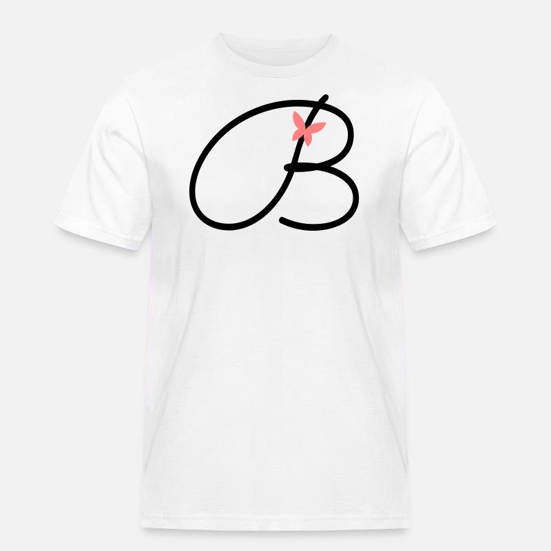 Buchstabe B Anfangsbuchstabe Schmetterling - Männer Workwear T-Shirt - Weiß