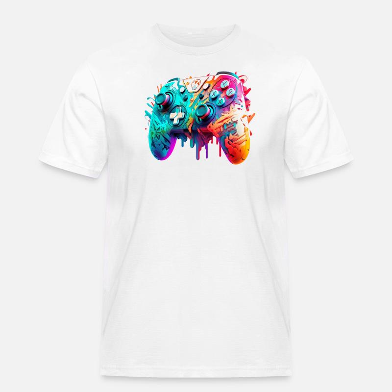 Neon Gaming Controller / Kontroller - Männer Workwear T-Shirt - Weiß