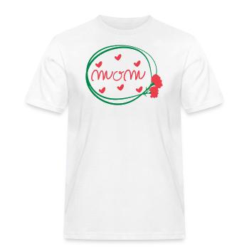 MAMA SCHRIFTZUG MIT NELKEN - Männer Workwear T-Shirt - Weiß - Vorne - AI Model Male 185 dark (185cm)