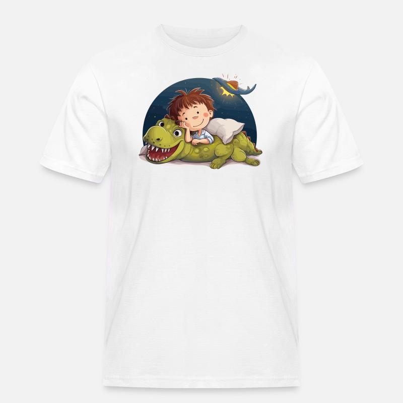Dino Fan schläft ein - Männer Workwear T-Shirt - Weiß