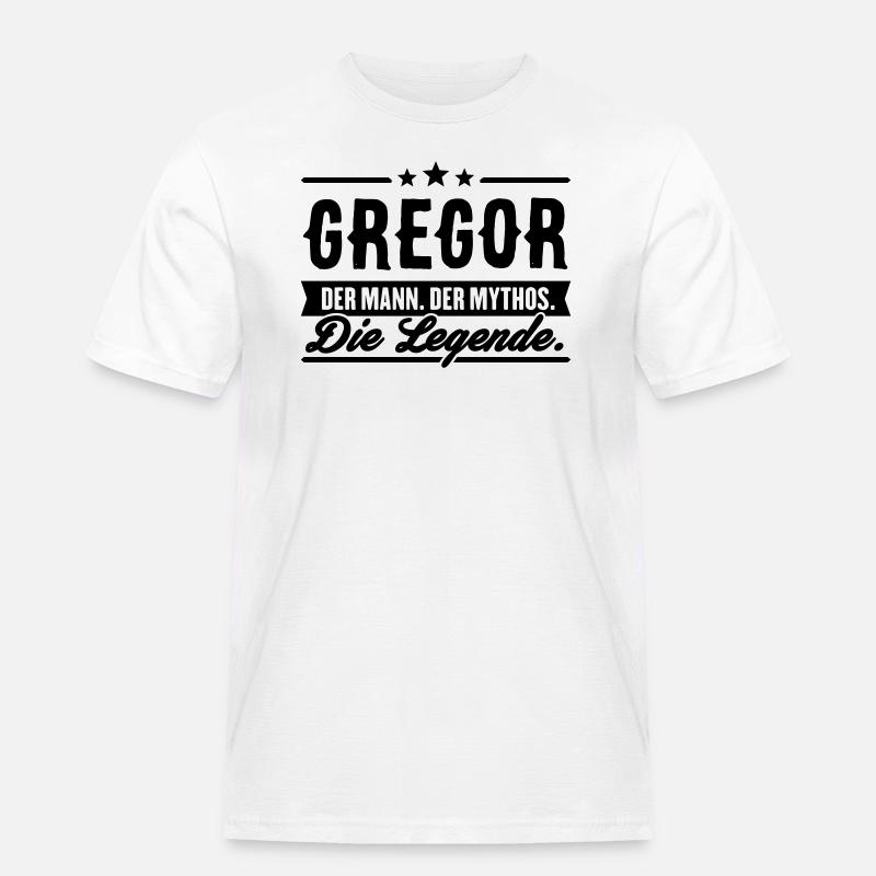 Mann Mythos Legende Gregor - Männer Workwear T-Shirt - Weiß