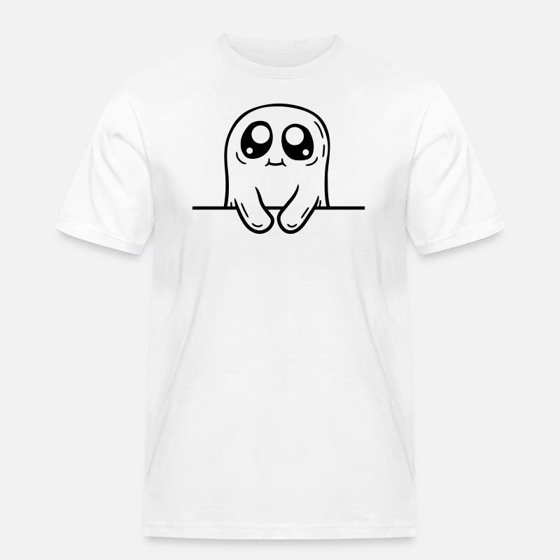 Cartoon Geist hinter Mauer - Männer Workwear T-Shirt - Weiß
