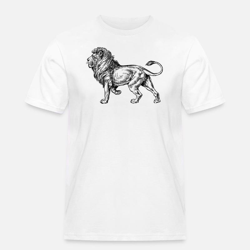 Big lion black and withe - Männer Workwear T-Shirt - Weiß