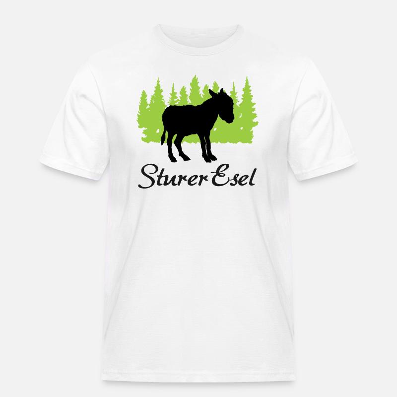 "Sturer Esel: Eigenwillige Beharrlichkeit" - Männer Workwear T-Shirt - Weiß