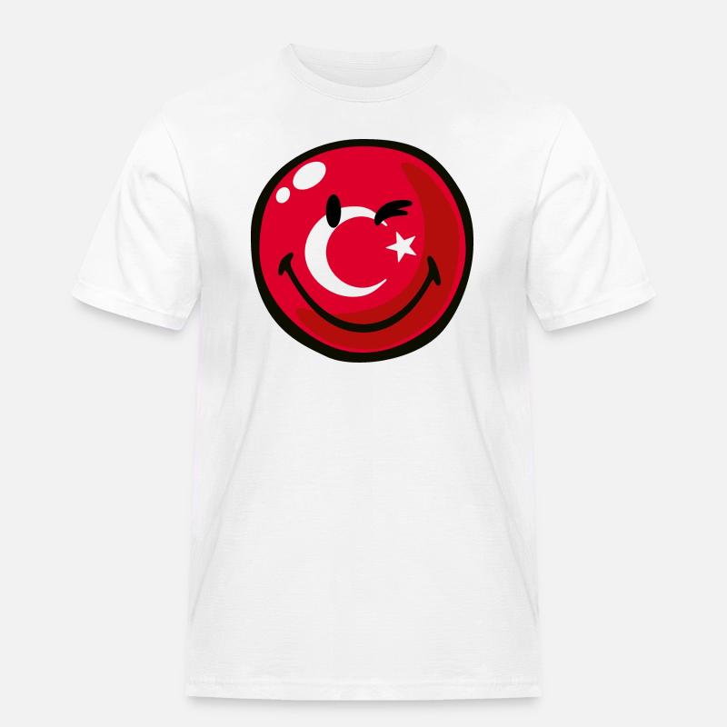 Smiley Flag Turkey - Arbets-T-shirt herr - vit