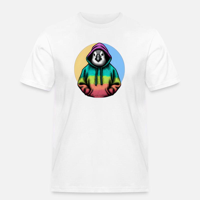 Klassiker Pinguin mit Pullover - Männer Workwear T-Shirt - Weiß