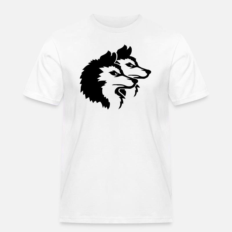 Alpha Wolf Pack Logo - Männer Workwear T-Shirt - Weiß