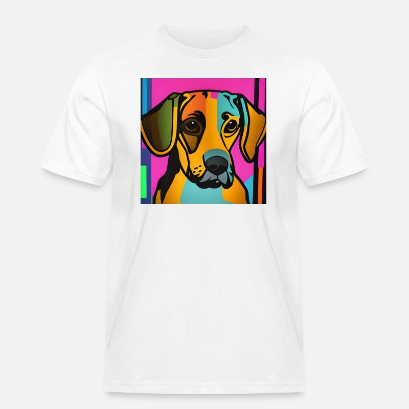 Hund Pop-Art - Männer Workwear T-Shirt - Weiß