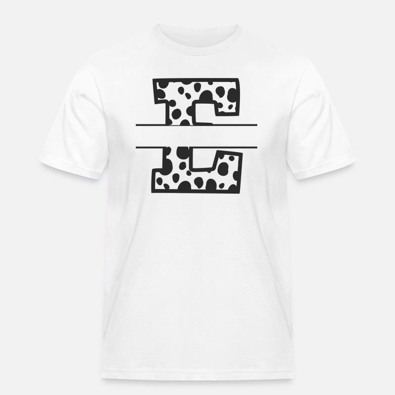 Buchstabe e benutzerdefiniertes Kuhmuster - Männer Workwear T-Shirt - Weiß