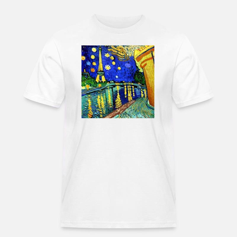 Paris Eiffelturm van gogh - Männer Workwear T-Shirt - Weiß