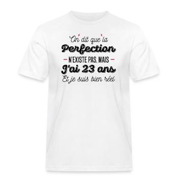 23 ans de perfection / cadeau anniversaire 23 ans - T-shirt Workwear homme - blanc - Devant - AI Model Male 185 dark (185cm)