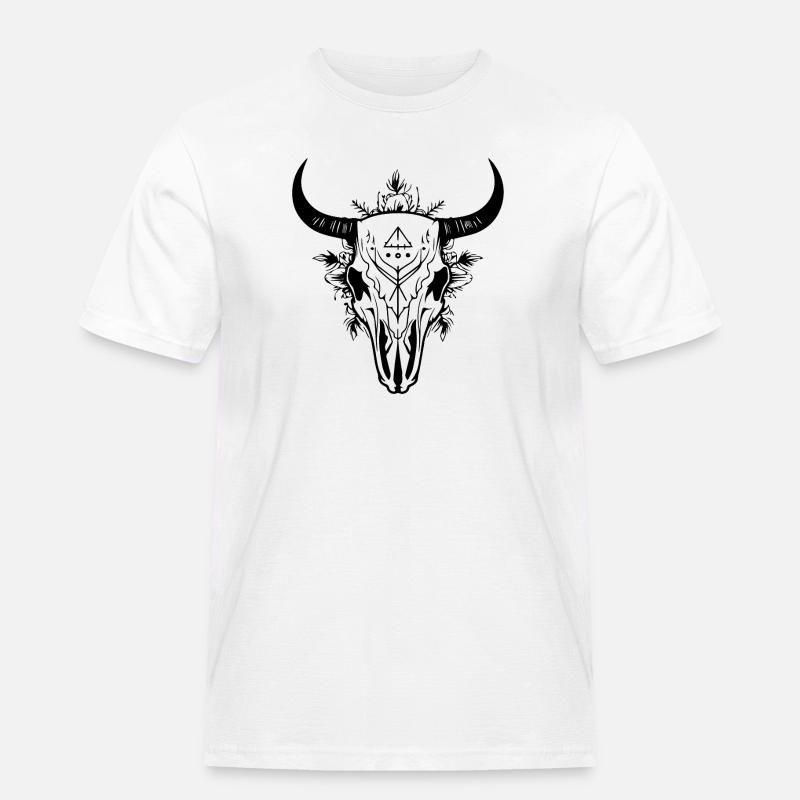 Kuh Schädel Boho - Männer Workwear T-Shirt - Weiß