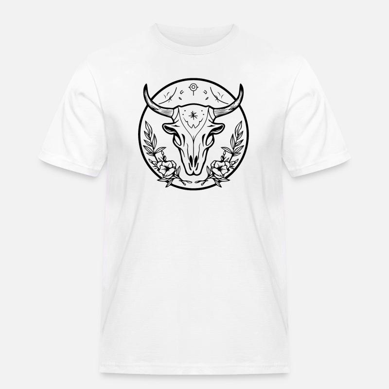 Kuh Schädel Boho - Männer Workwear T-Shirt - Weiß