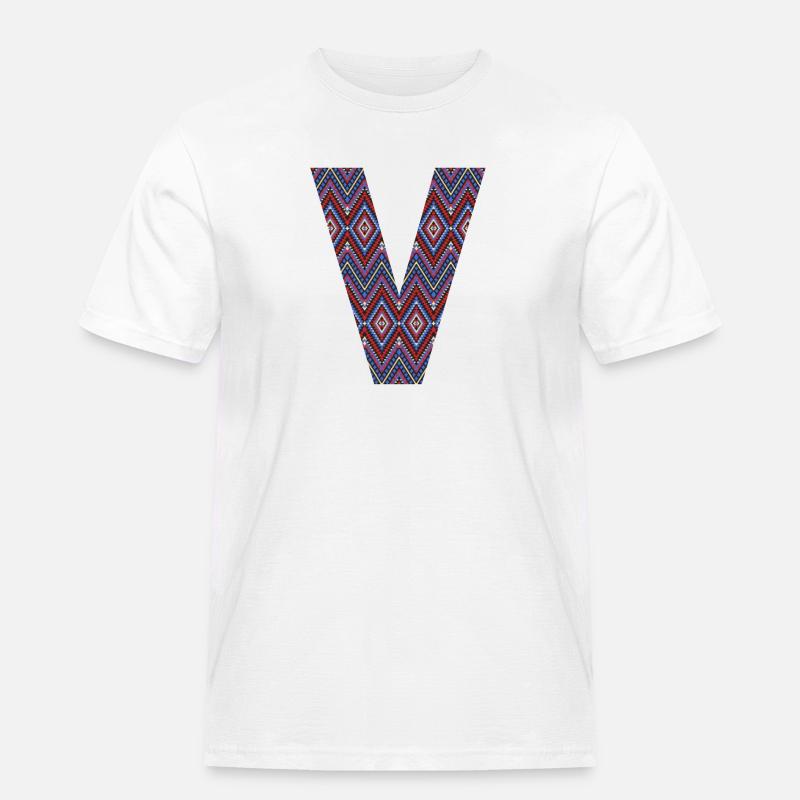 Monogramm Buchstabe V - geometrisches Muster - Männer Workwear T-Shirt - Weiß