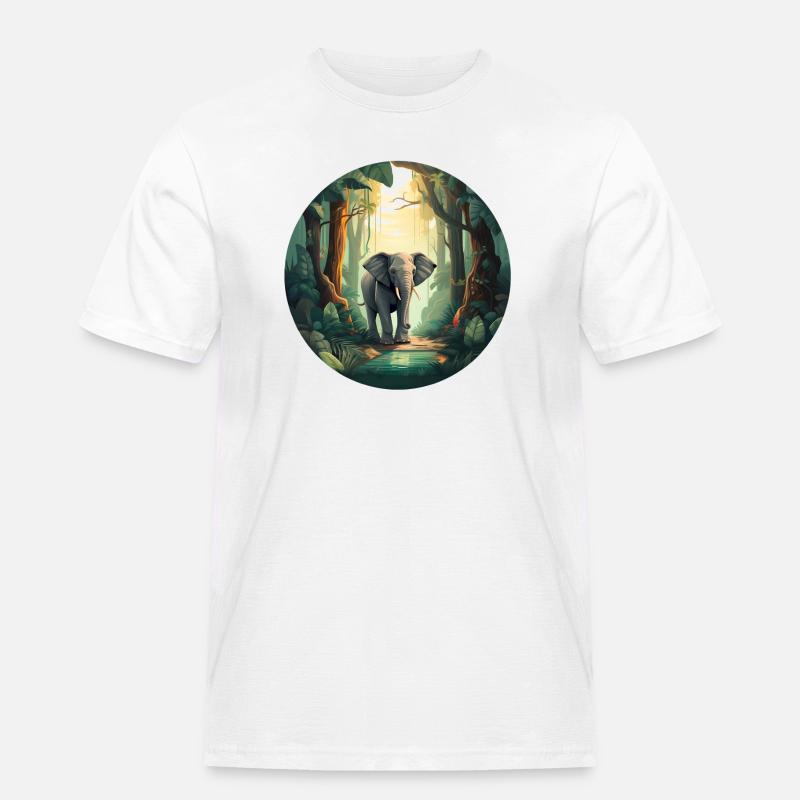 Regenwald-Elefant - Männer Workwear T-Shirt - Weiß