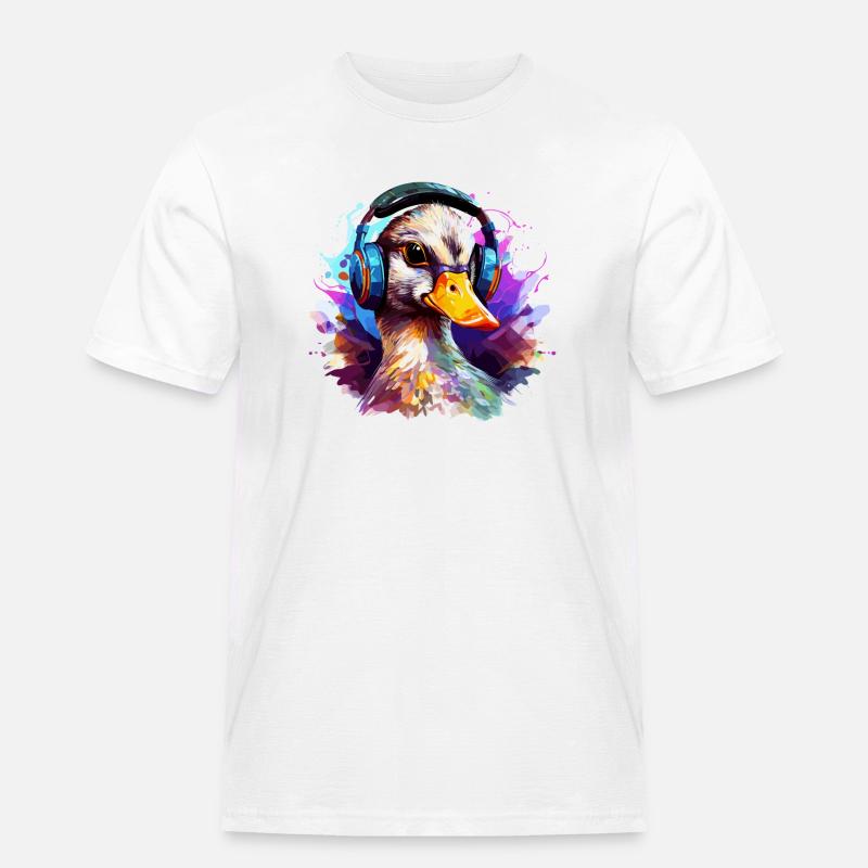 Funky Ente mit Kopfhörer Graffiti-Style - Männer Workwear T-Shirt - Weiß
