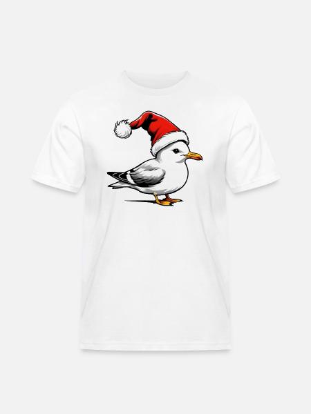 Weihnachts-Möwe mit Mütze - Männer Workwear T-Shirt - Weiß