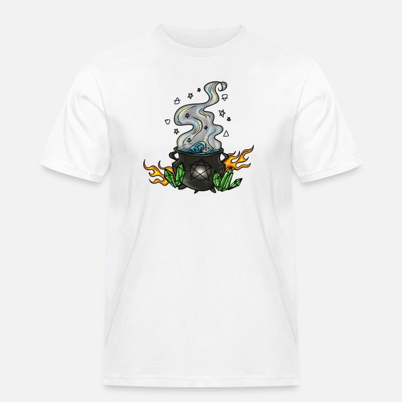 Der vier Elemente Kessel - Männer Workwear T-Shirt - Weiß