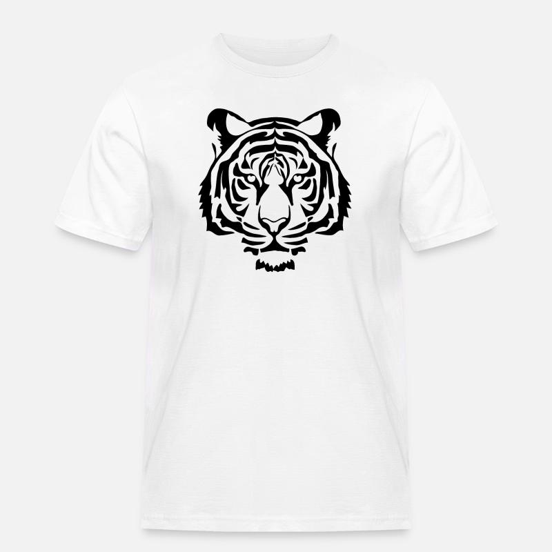 Cooler schwarzer Tiger - Männer Workwear T-Shirt - Weiß