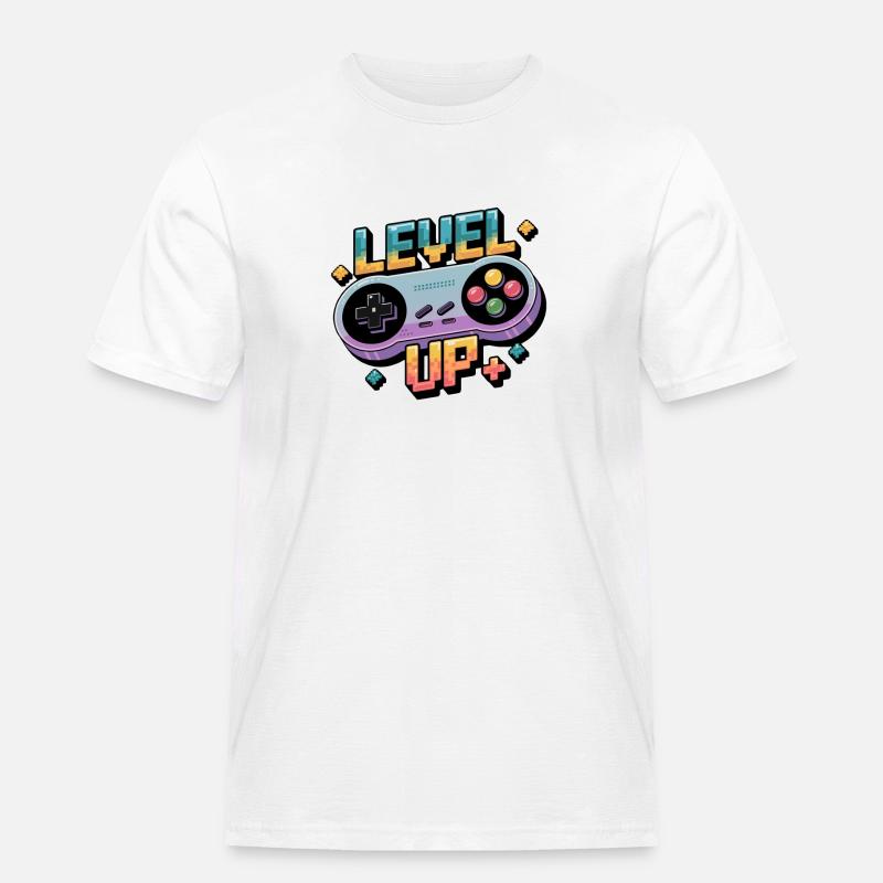 Level Up – Gaming Controller - Männer Workwear T-Shirt - Weiß