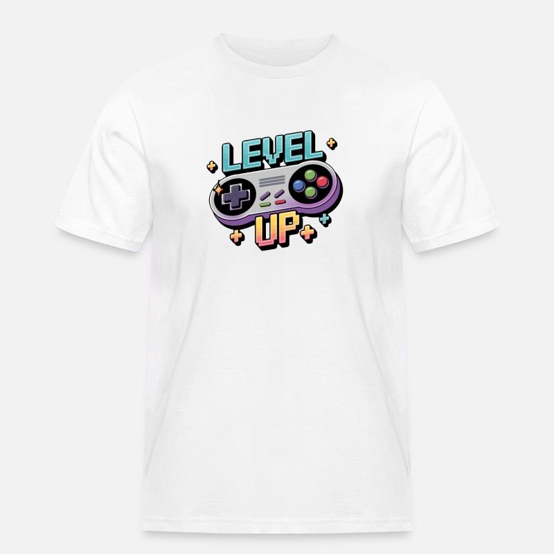 Level Up – Gaming Controller - Männer Workwear T-Shirt - Weiß