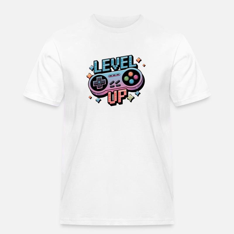 Level Up – Gaming Controller - Männer Workwear T-Shirt - Weiß
