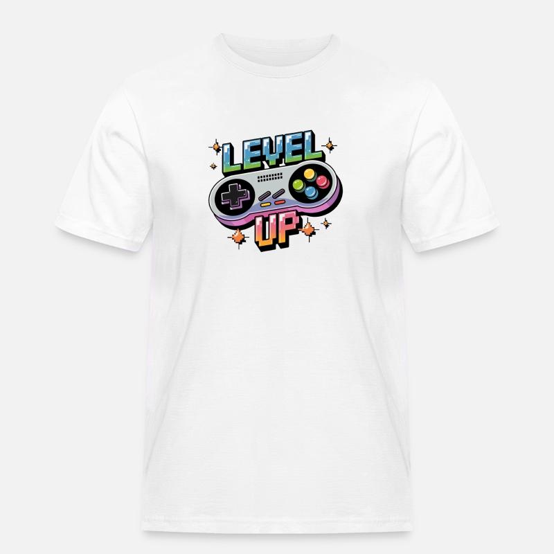 Level Up – Gaming Controller - Männer Workwear T-Shirt - Weiß
