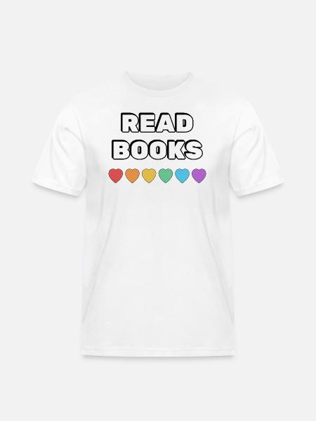 Read Books Rainbow Hearts - Men's Workwear T-Shirt - white