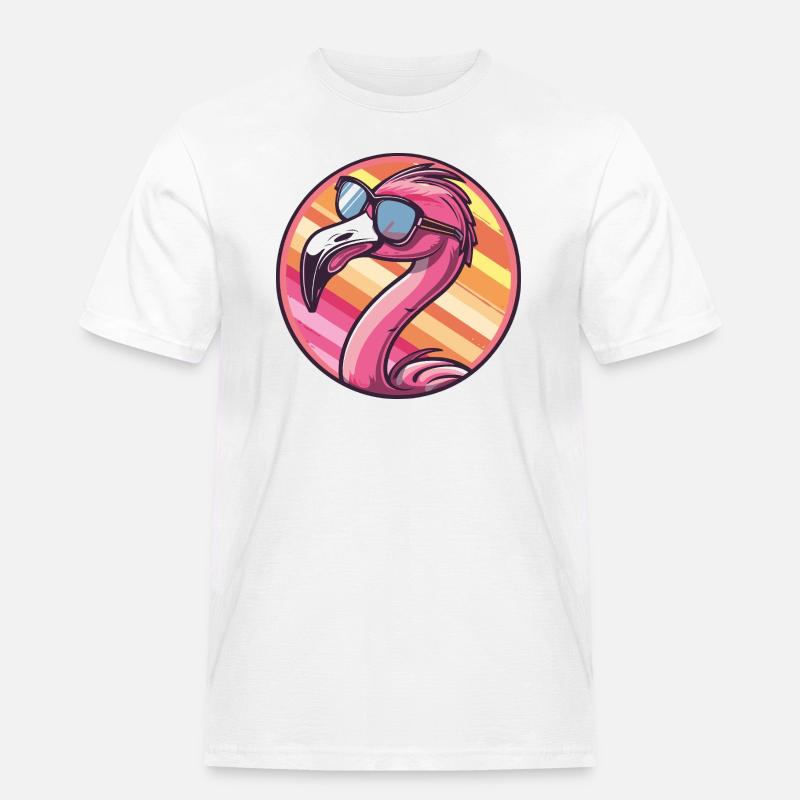 Flamingo Comic Cool - Männer Workwear T-Shirt - Weiß