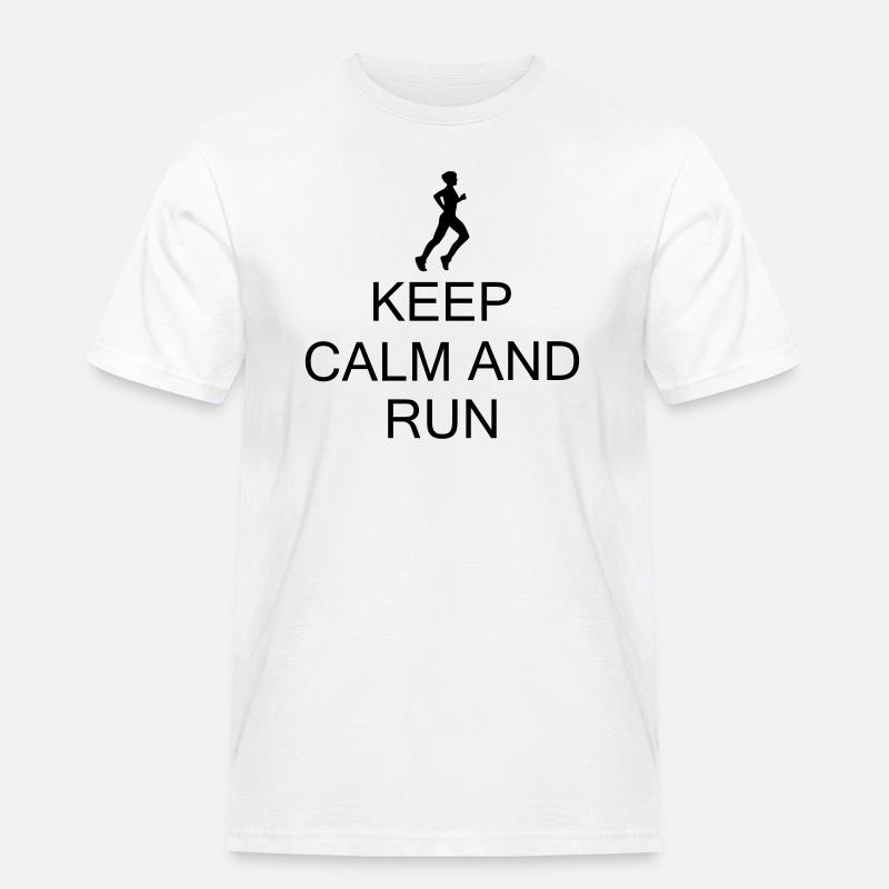 keep Calm and Run - Männer Workwear T-Shirt - Weiß
