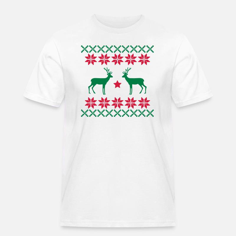 reh_norwegen_muster2 - Männer Workwear T-Shirt - Weiß