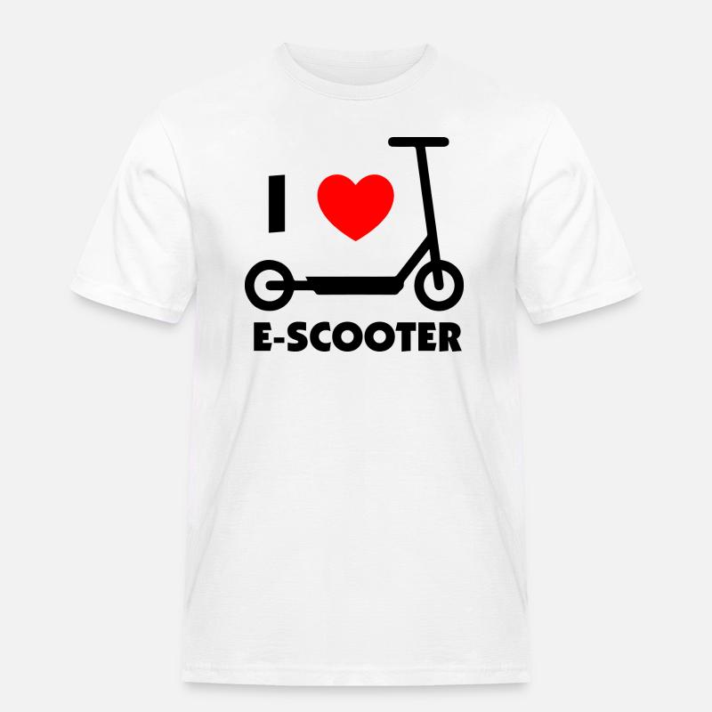E-Scooter E-Roller Scooter - Männer Workwear T-Shirt - Weiß