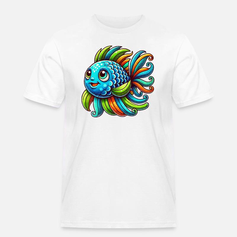 fisch comic - Männer Workwear T-Shirt - Weiß