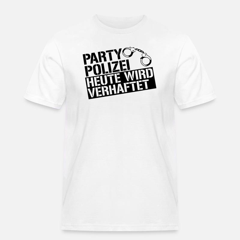 Party Polizei heute wird verhaftet - Männer Workwear T-Shirt - Weiß