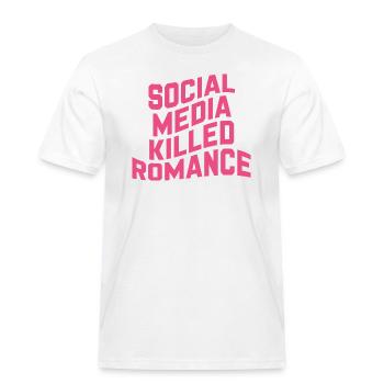 Social Media Killed Romance - Männer Workwear T-Shirt - Weiß - Vorne - AI Model Male 185 dark (185cm)