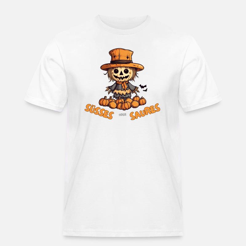 Süßes oder Saueres Halloween Vogelscheuche - Männer Workwear T-Shirt - Weiß