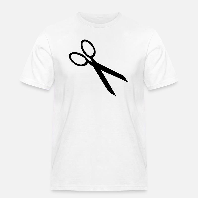 Schere - Männer Workwear T-Shirt - Weiß