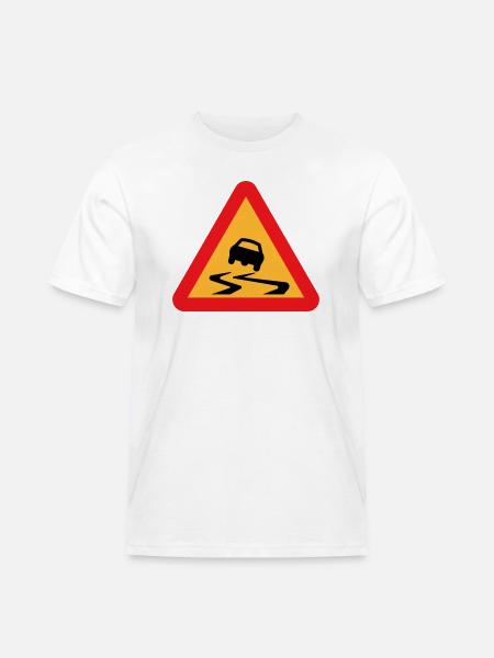 Rutsch-Auto-Warnschild - Männer Workwear T-Shirt - Weiß