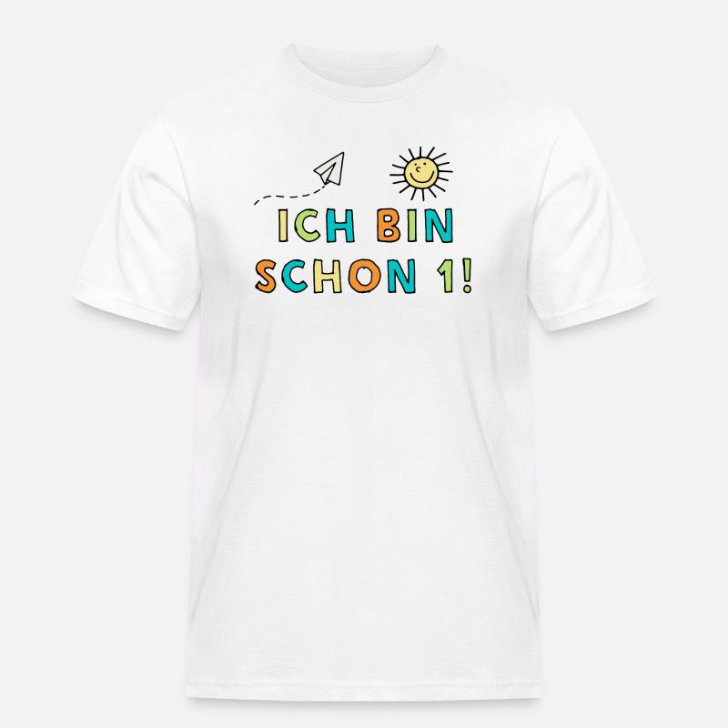 Ich bin schon eins - Männer Workwear T-Shirt - Weiß