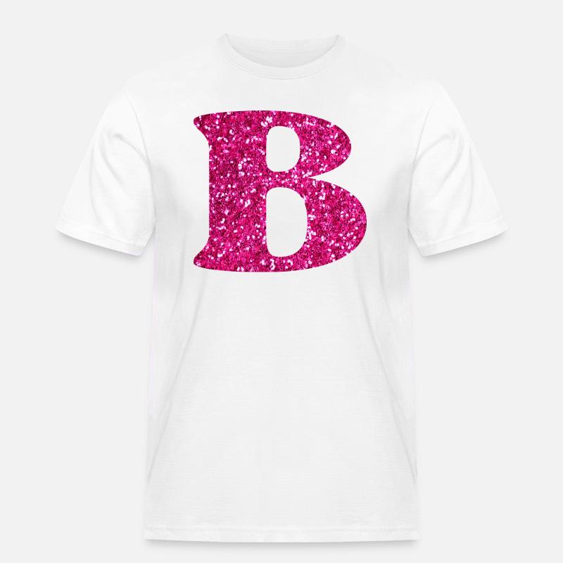 Buchstabe b rosa Glitzer - Männer Workwear T-Shirt - Weiß