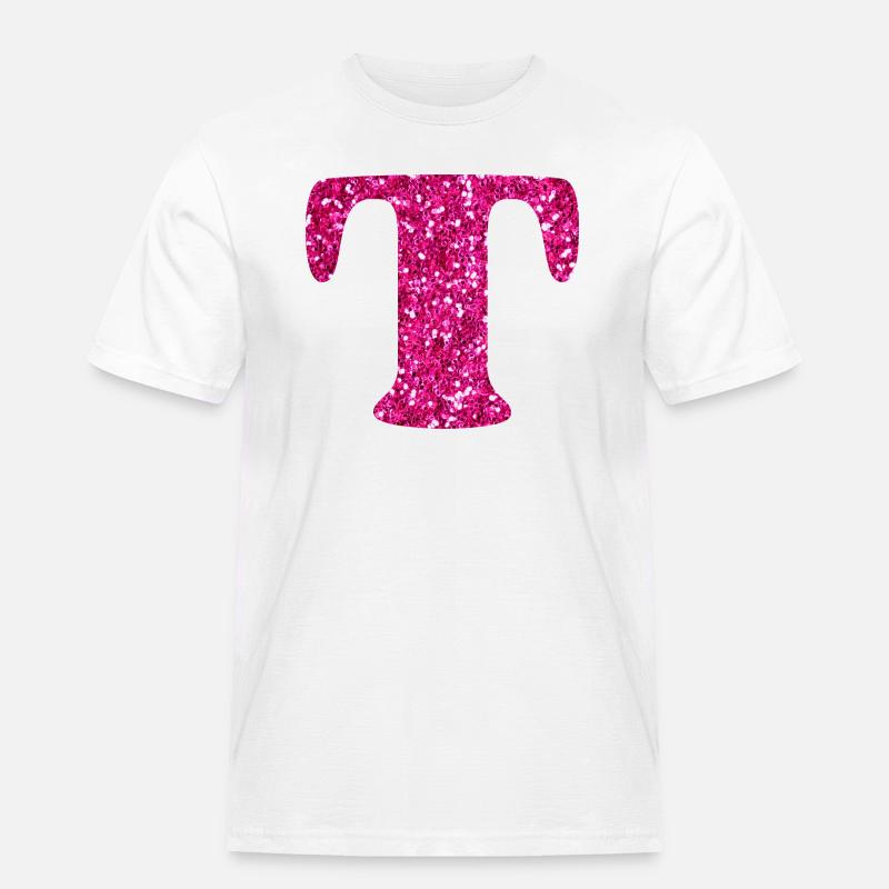 Buchstabe t rosa Glitzer - Männer Workwear T-Shirt - Weiß