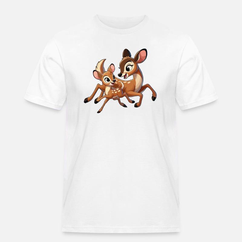 Rehmutter und Kind beim Herumtollen - Männer Workwear T-Shirt - Weiß
