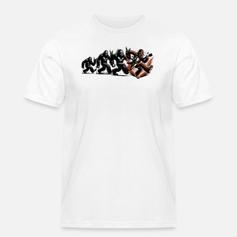 Bigfoot Gitarrist Evolution Walk - Männer Workwear T-Shirt - Weiß