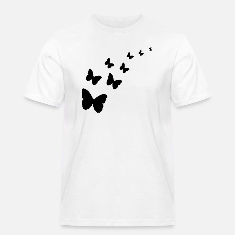 Schmetterlinge - Männer Workwear T-Shirt - Weiß